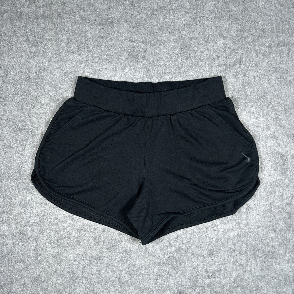 Nike Dri‎ Fit Shorts Women's Size Small Black Fleece Athletic Loose Fit Running